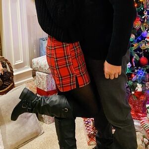 Red plaid skirt